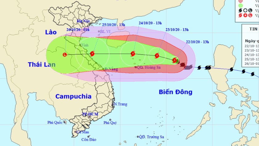 Bão giật cấp 14 gần Hoàng Sa, tâm hướng vào vùng biển Nghệ An - Quảng Trị