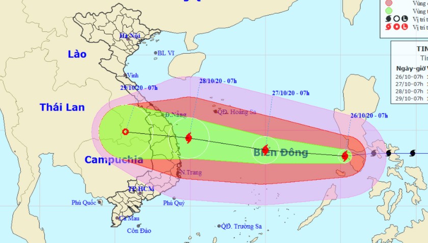 Bão giật cấp 15 đổ bộ Biển Đông, đang di chuyển nhanh vào vùng Đà Nẵng - Phú Yên