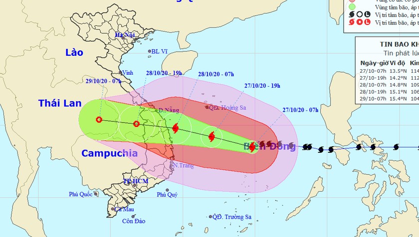 Bão giật cấp 17 di chuyển nhanh, đề phòng tàn phá nặng nề Đà Nẵng đến Tây Nguyên