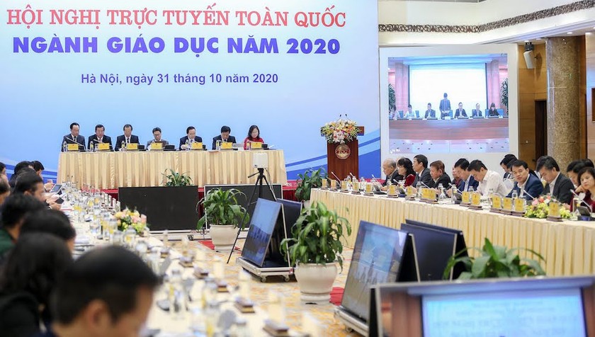 Hội nghị trực tuyến toàn quốc ngành giáo dục năm 2020. Ảnh: VGP/Nhật Nam