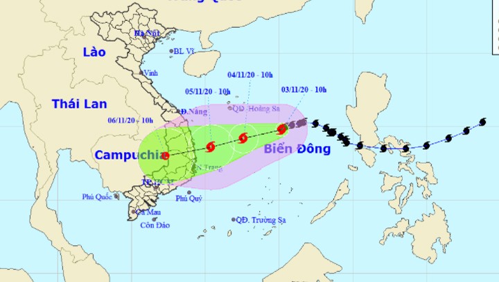 Bão di chuyển chậm khi gần bờ, khả năng vào Quảng Ngãi - Khánh Hòa