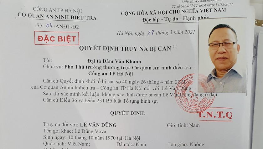 Truy nã đặc biệt người đàn ông có tên Lê Dũng Vova