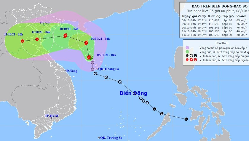 Bão mạnh trên Biển Đông, tâm hướng vào Bắc Bộ và Bắc Trung Bộ