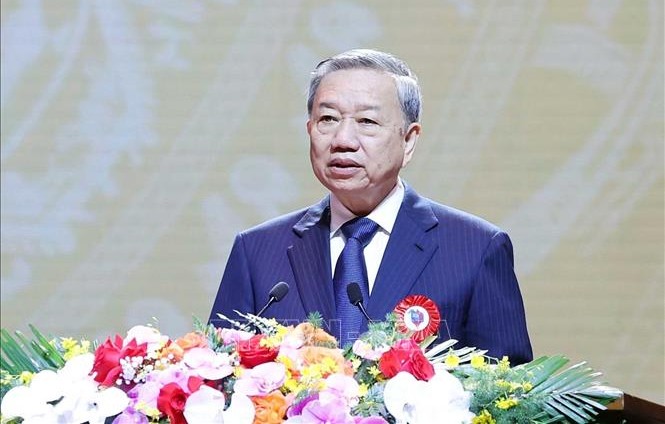 Tổng Bí thư Tô Lâm phát biểu tại Lễ kỷ niệm 100 năm Ngày Báo chí cách mạng Việt Nam. Ảnh: Thống Nhất/TTXVN