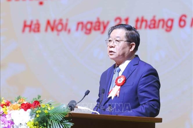 Đồng chí Nguyễn Trọng Nghĩa, Uỷ viên Bộ Chính trị, Bí thư Trung ương Đảng, Trưởng Ban Tuyên giáo và Dân vận Trung ương đọc diễn văn Lễ kỷ niệm. Ảnh: Phương Hoa/TTXVN