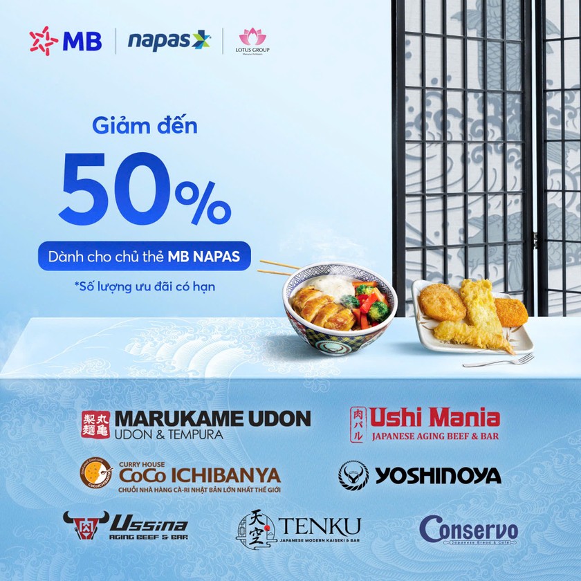 MB hợp tác cùng LOTUS GROUP giảm đến 50% dành cho chủ thẻ MB NAPAS