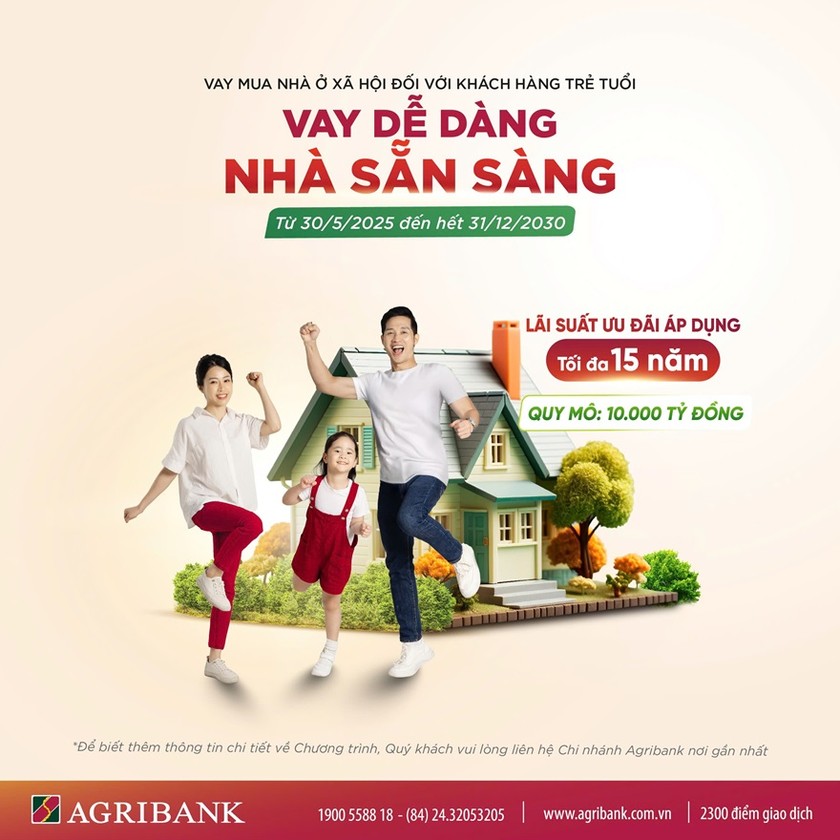 Agribank triển khai chương trình vay vốn ưu đãi mua nhà ở xã hội dành cho người trẻ