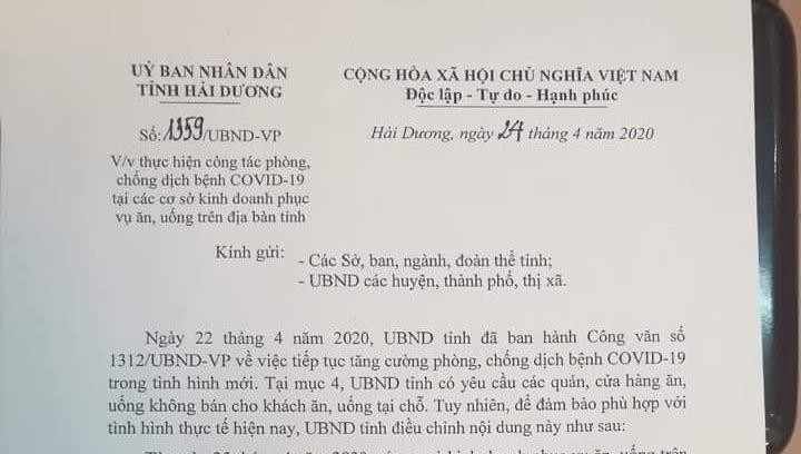 Văn bản của tỉnh Hải Dương