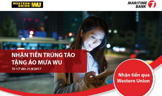 Nhận tiền trúng táo, tặng áo mưa WU