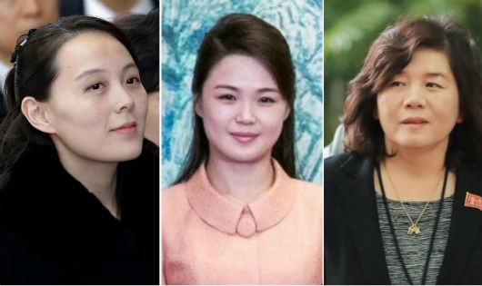 Từ trái sang phải: Kim Yo Jong, Ri Sol Ju và Choe Son Hui