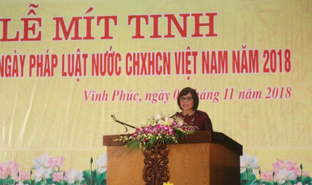 Thứ trưởng Đặng Hoàng Oanh phát biểu tại Lễ mít tinh.