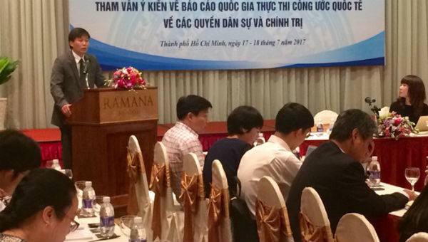 Một buổi hội thảo tham vấn ý kiến về Báo cáo quốc gia thực thi Công ước ICCPR do Bộ Tư pháp tổ chức tại TP HCM