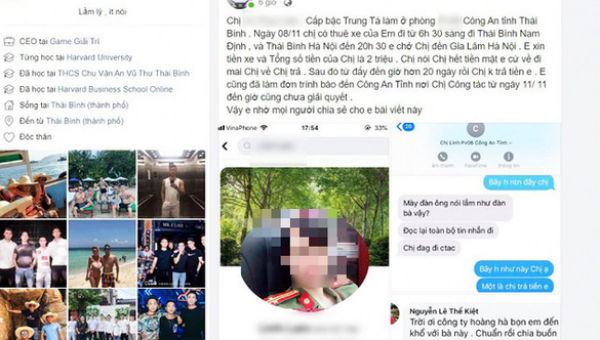 Thông tin nam tài xế chia sẻ trên facebook "tố" nữ trung tá L.