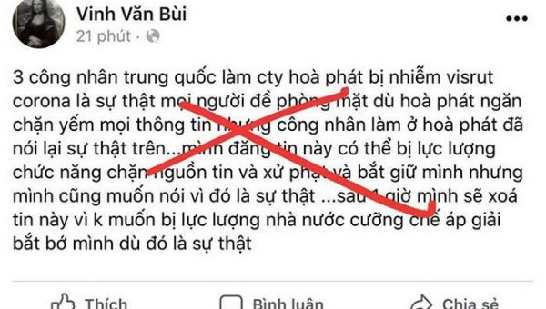 Tin giả bị công an xử lý.