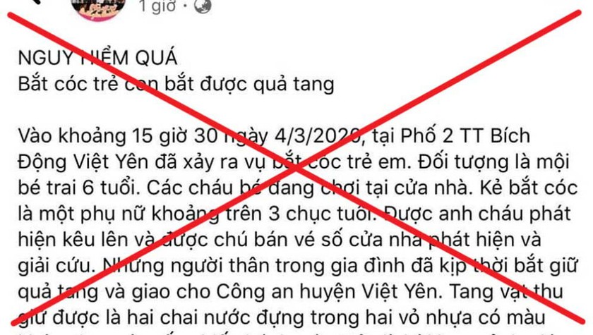 Thông tin vụ bắt cóc trẻ em là không đúng.