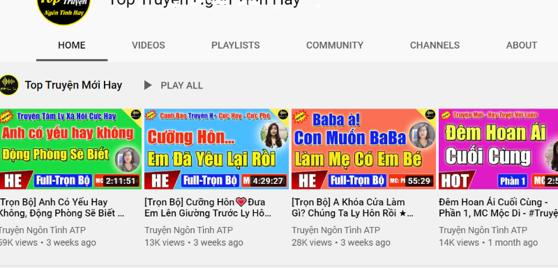 Một kênh youtube chuyên đăng tải audio giật gân, “câu view” nhưng có lượng xem lớn.