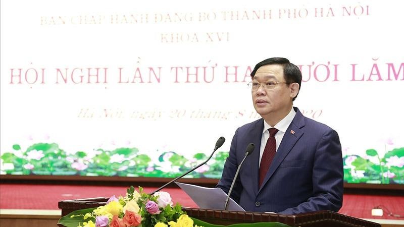 Bí thư Thành ủy Vương Đình Huệ phát biểu kết luận hội nghị