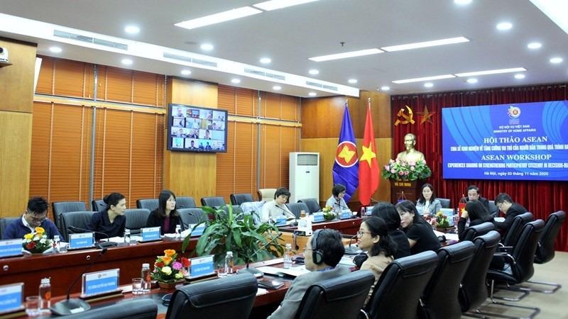 Hội thảo trực tuyến ASEAN điểm cầu Bộ Nội vụ Việt Nam.