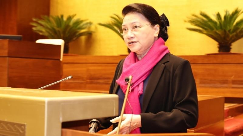 Chủ tịch Quốc hội Nguyễn Thị Kim Ngân phát biểu tại Hội nghị.