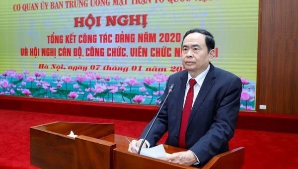 Chủ tịch UBTƯ MTTQ Việt Nam Trần Thanh Mẫn phát biểu tại Hội nghị.