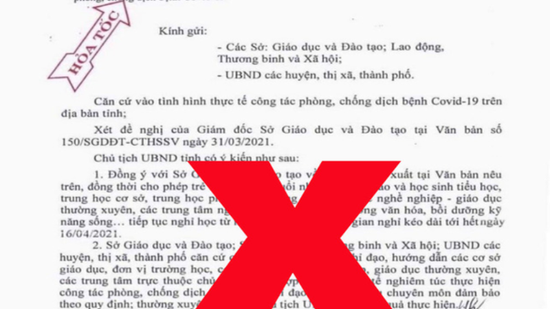 Văn bản cho học sinh nghỉ học là giả mạo.