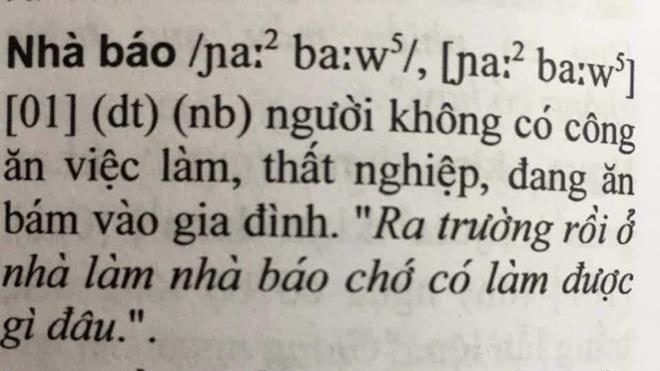 Cách diễn giải từ "nhà báo" trong cuốn từ điển.