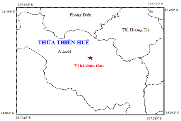 Cường độ của trận động đất được xác định là 3,3 độ richter