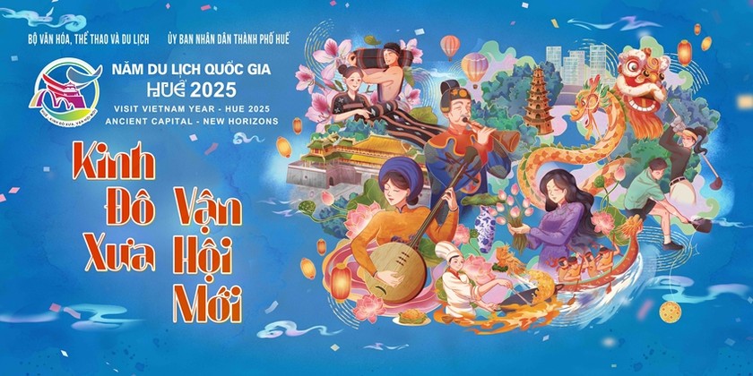 Poster chính thức của Năm Du lịch quốc gia - Huế 2025 (mẫu ngang)