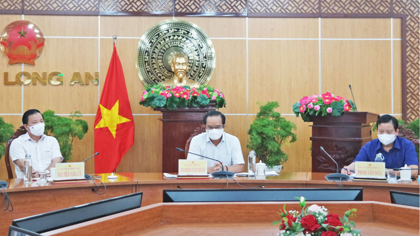 Bí thư Tỉnh ủy Long An Nguyễn Văn Được chỉ đạo cuộc họp trực tuyến với các địa phương, sở, ngành của Long An về công tác phòng, chống dịch bệnh COVID-19.ngày 22/6