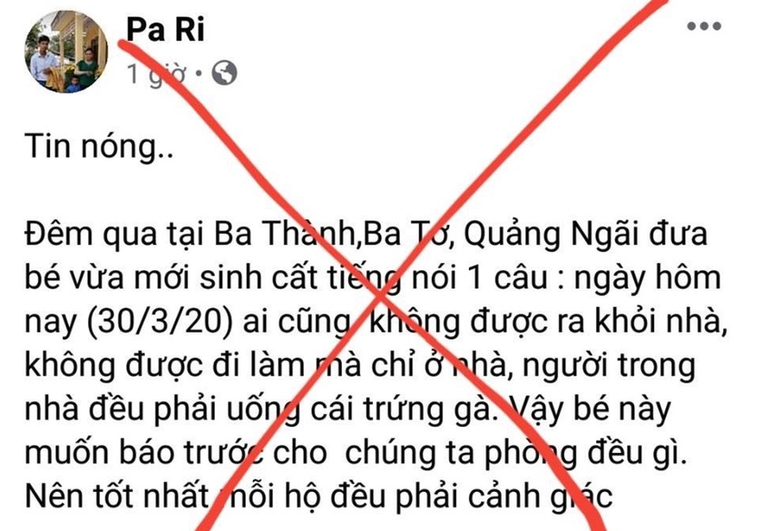 Nội dung tin đồn thất thiệt do tài khoản facebook Pa Ri đăng tải.