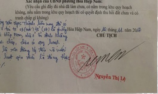 Ông Nguyên giả chữ ký của lãnh đạo phường để hợp thức hóa giấy tờ cho người nhà