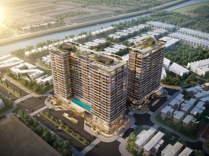 Tại TP Đà Nẵng, khu phức hợp hạng sang Regal Complex với tòa tháp đôi được lấy từ cảm hứng sóng và lụa nổi bật trên nền di sản thiên nhiên Ngũ Hành Sơn.