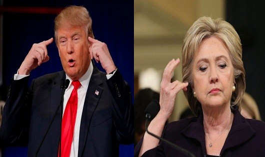 Tỷ phú D.Trump đang giành nhiều lợi thế (ảnh trái) còn Cựu Ngoại trưởng Hillary Clinton thì khốn khổ với vụ việc email cá nhân (ảnh phải).