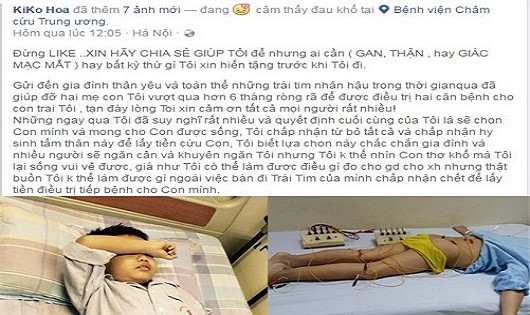 Những dòng chia sẻ đầy nỗi xót xa của người mẹ có con trai bị bệnh Tan máu bẩm sinh