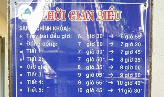 Thời khóa biểu của học sinh lớp 6 tại một trường tiểu học trên địa bàn TP HCM.