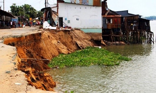 Tình trạng sạt lở đất nghiêm trọng dọc các con sông liên tục xảy ra ở ĐBSCL.