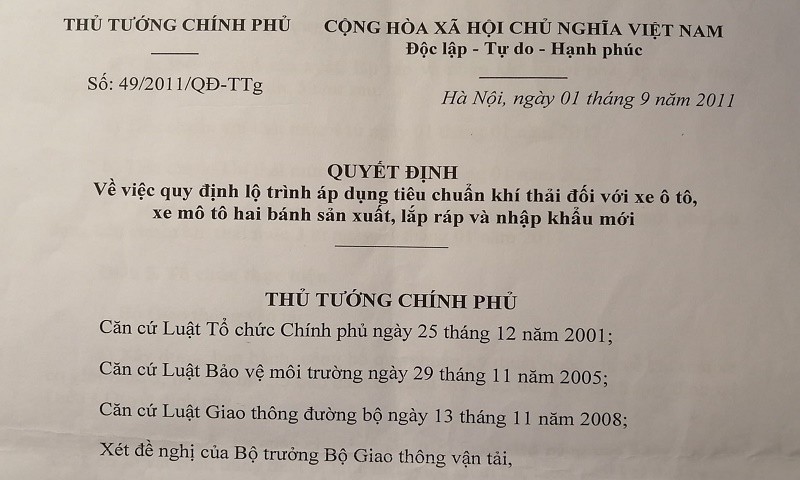 Bộ Giao thông vận tải áp dụng lộ trình tiêu chuẩn khí thải như thế nào?