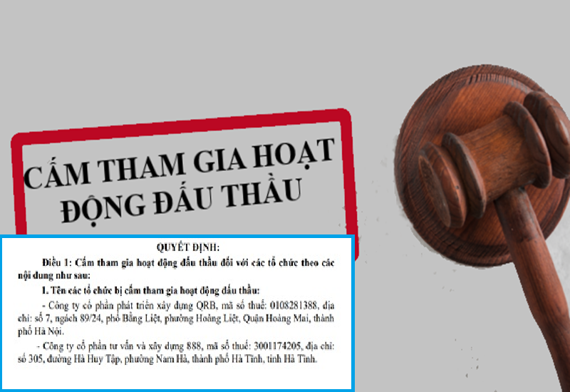UBND huyện Cẩm Xuyên cấm đấu thầu 3 năm đối với Công ty QRB và Công ty 888.