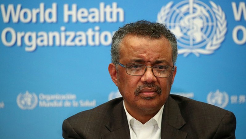 Tổng giám đốc WHO Tedros Adhanom Ghebreyesus chủ trì cuộc họp báo ở trụ sở của WHO tại Geneva, Thụy Sĩ chiều 30-1 (giờ địa phương) - Ảnh: REUTERS