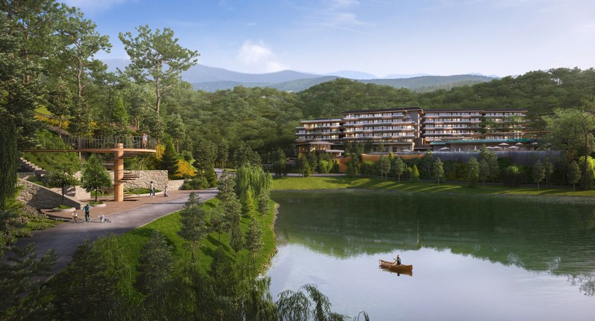 Thanh Xuan Valley sở hữu mật độ cây xanh tới 70% - vượt trội so với các dự án thuộc phân khúc cao cấp trên thị trường hiện nay, thường duy trì ở mức 20-30% mật độ cây xanh. Ảnh: BIM Land