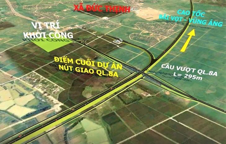 Điểm cuối cao tốc Diễn Châu - Bãi Vọt giao với QL8A (Hà Tĩnh)