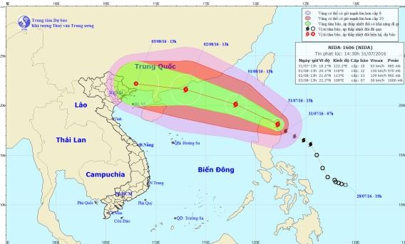 Hướng đi của bão số 2