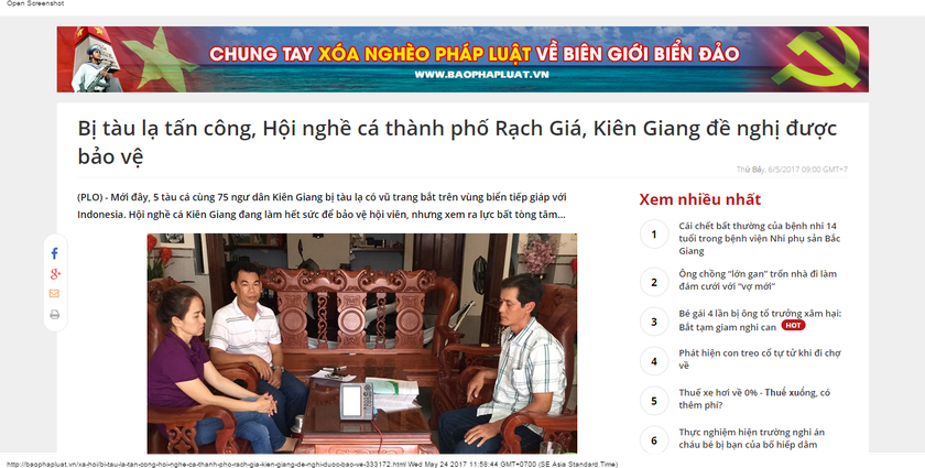 Cục Kiểm Ngư và UBND Tỉnh Kiên Giang lên tiếng vụ tàu cá ngư dân bị bắt trên “sân nhà”