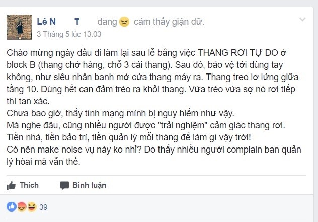 Lời kể của một cư dân phải "đứng tim" trong thang máy. Thang may