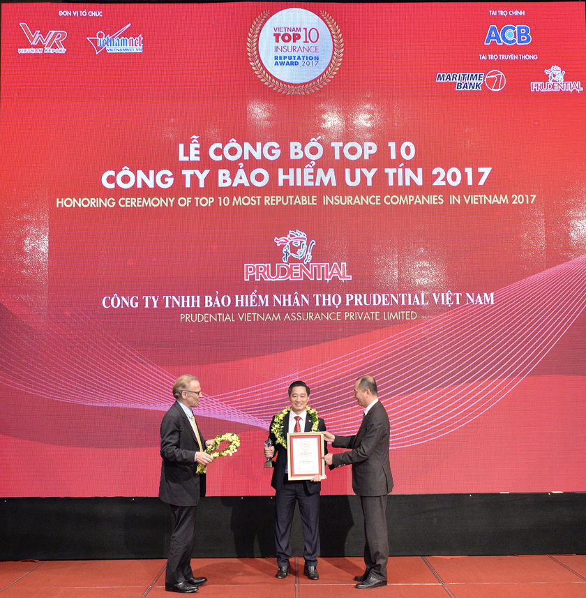 Prudential dẫn đầu Top 10 Công ty Bảo hiểm nhân thọ uy tín năm 2017