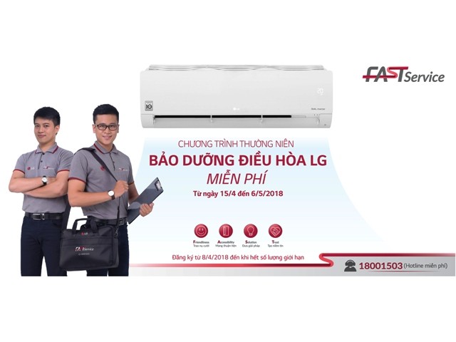 LG tiếp tục thực hiện chương trình bảo dưỡng điều hòa miễn phí 2018