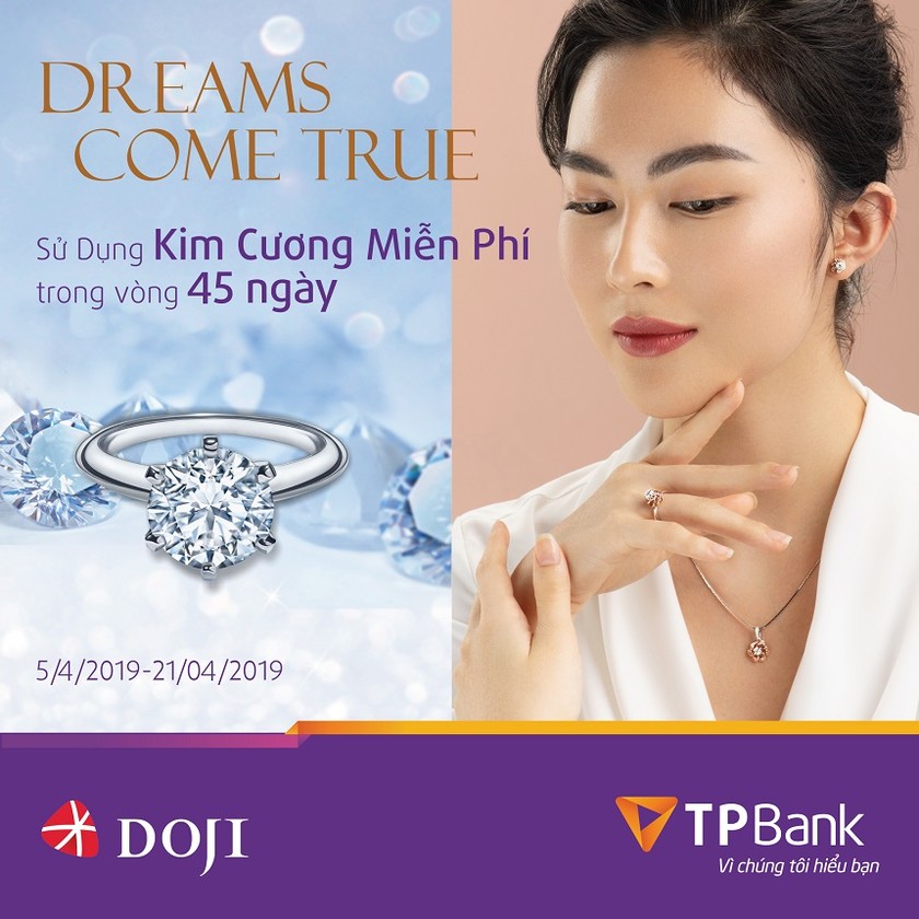 Ưu đãi hấp dẫn với thẻ TPBank khi mua kim cương tại DOJI