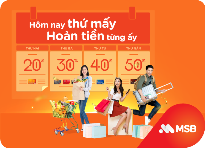 “Hôm nay thứ mấy, hoàn tiền từng ấy” khi chi tiêu thẻ tín dụng quốc tế MSB