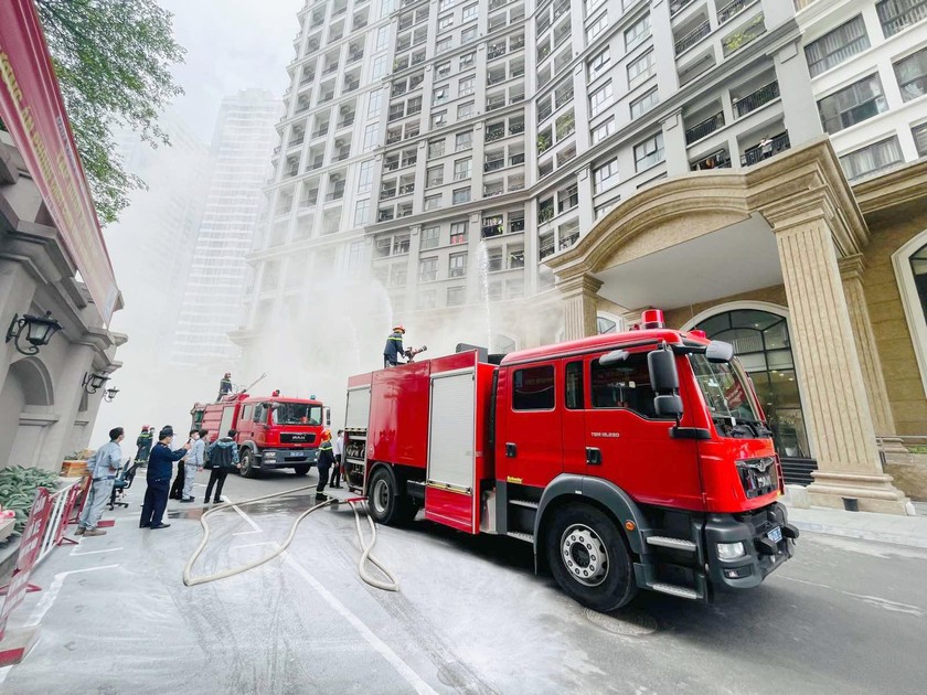 Diễn tập PCCC tại chung cư Sunshine Palace, quận Hoàng Mai, TP.Hà Nội