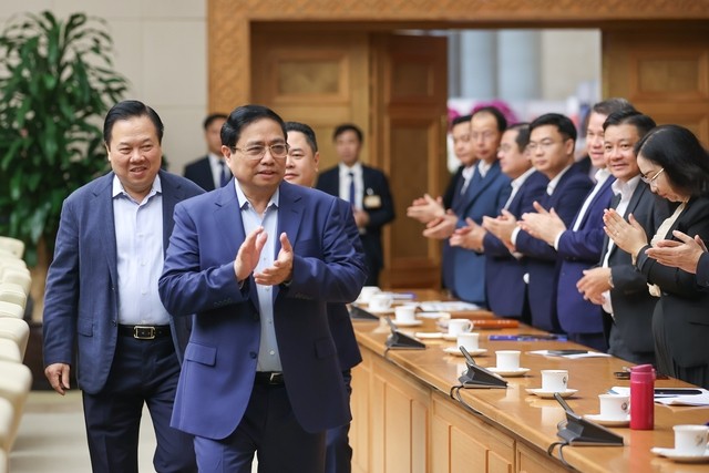 Sáng 5/2, Thủ tướng Phạm Minh Chính chủ trì hội nghị làm việc với Ủy ban Quản lý vốn Nhà nước tại doanh nghiệp và 19 tập đoàn, tổng công ty trực thuộc - Ảnh: VGP/Nhật Bắc 